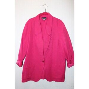 Vintage Requirements Womens Blazer Jacket Linen Blend Pink Size 14